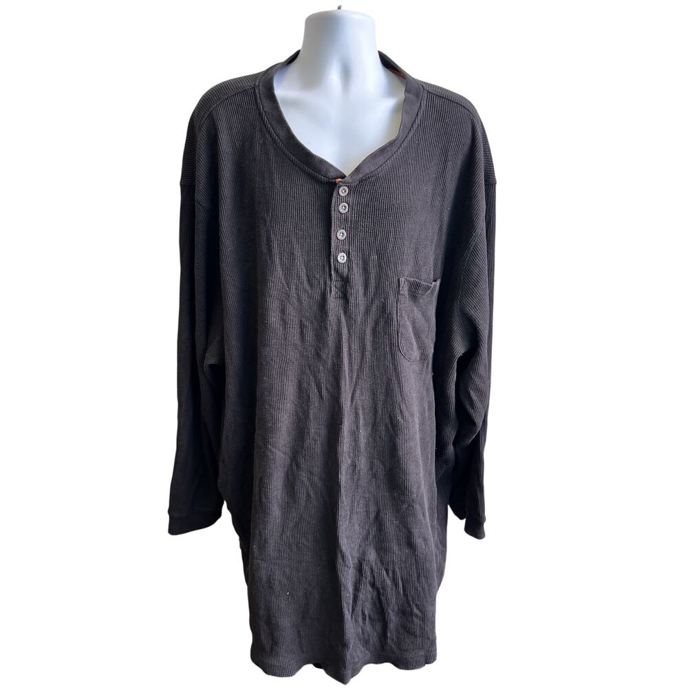 🔥 Boulder Creek 2XL Big Charcoal Waffle Knit Henley Thermal Shirt Workwear 90s